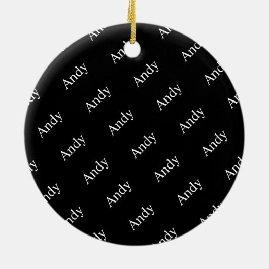 Wiederholter Name oder Word-Muster Schwarz/Weiß Keramik Ornament (Hinten)