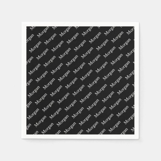 Wiederholter Name oder Word-Muster Schwarz/Weiß Serviette (Vorderseite)