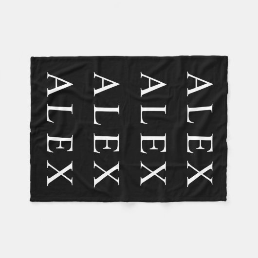 Wiederholter Name oder Wort schwarz und weiß Fleecedecke (Vorderseite (Horizontal))