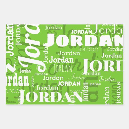 Wiederholter Name Red Green White Weihnachten Geschenkpapier Set (Vorderseite 3)