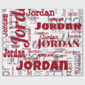 Wiederholter Name Red Silver White Muster Weihnach Geschenkpapier (Flach)