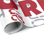 Wiederholter Name Red Silver White Muster Weihnach Geschenkpapier (Rolleneckpunkt)