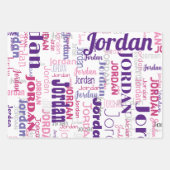 Wiederholter Name Rosa und Lila Geburtstag Geschenkpapier Set (Vorderseite 3)