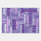 Wiederholter Name Rosa und Lila Geburtstag Geschenkpapier Set (Vorderseite 2)