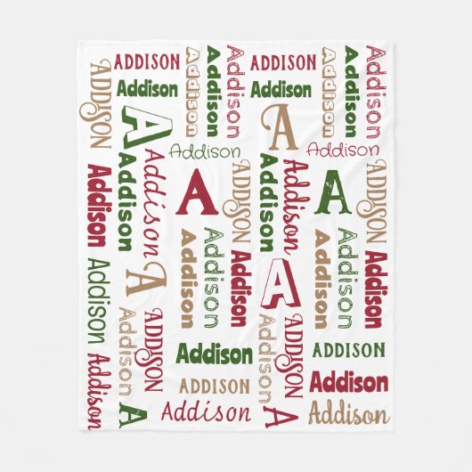 Wiederholter Name und Anfangsgeschlecht Neutrale W Fleecedecke (Vorderseite)