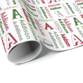 Wiederholter Name und Anfangsgeschlecht Neutrale W Geschenkpapier (Rolleneckpunkt)