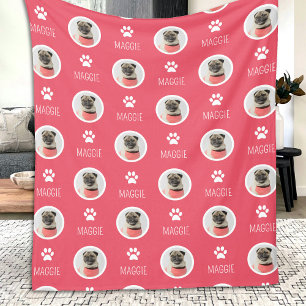 Wiederholter Name und Foto der Katze Rosa Fleecedecke