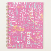Wiederholter Name und Herz Romantik Planer (Vorderseite)