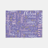 Wiederholter Name und Hunde Paw Alloverzwinkle Fleecedecke (Vorderseite (Horizontal))