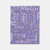 Wiederholter Name und Hunde Paw Alloverzwinkle Fleecedecke (Vorderseite)