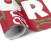 Wiederholter Name Weihnachten Rot Grün Moderne Sch Geschenkpapier (Rolleneckpunkt)