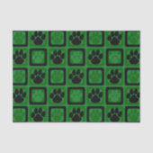 Wiederholter Pawprint in Grün und Schwarz Seidenpapier (Vorderseite)