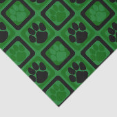 Wiederholter Pawprint in Grün und Schwarz Seidenpapier (Ausschnitt)