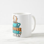 Wiederholter Programmiererhumor mit Kaffee und Cod Kaffeetasse (VorderseiteRechts)