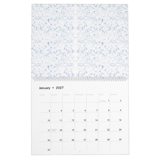 Wiederholter, subtiler, texturierter weißer Hinter Kalender (Jan 2027)