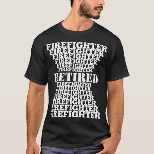 Wiederholter Text-Pyramidenstil-Feuerwehrmann T-Shirt (Vorderseite)