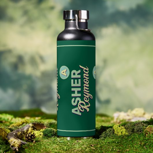 Wiederholter Vor- und Nachname | Monogramm auf Grü Trinkflasche (Außenbereich)