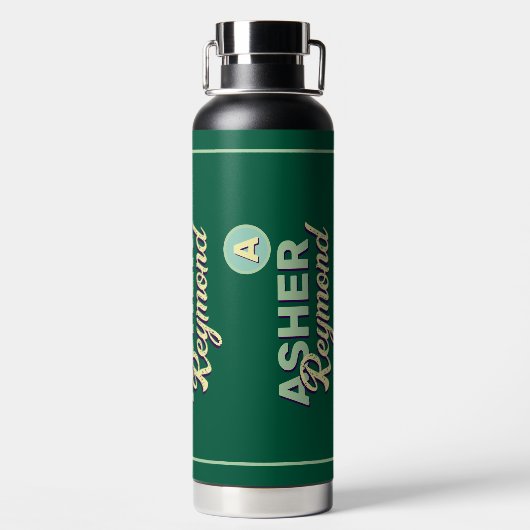 Wiederholter Vor- und Nachname | Monogramm auf Grü Trinkflasche (Rückseite)