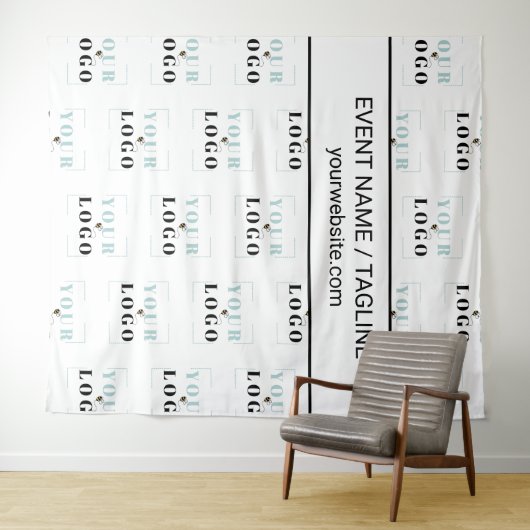 Wiederholter weißer Hintergrund des Logos Wandteppich (Beispiel (Horizontal))