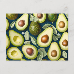 Wiederholtes Avocadomuster mit texturiertem Kontra Postkarte