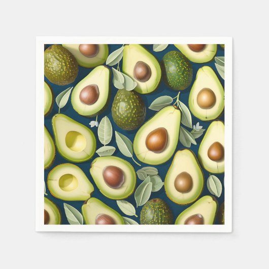 Wiederholtes Avocadomuster mit texturiertem Kontra Serviette (Vorderseite)