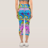 Wiederholtes Mosaik handgezeichnetes Muster Niedli Capri Leggings (Rückseite)