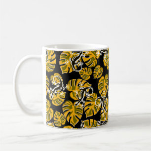 Wiederholtes Muster aus Salamander und Gelbleder Kaffeetasse