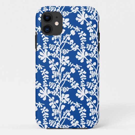 Wiederholtes Muster für blaue und weiße Flora Case-Mate iPhone Hülle (Rückseite)