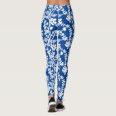 Wiederholtes Muster für blaue und weiße Flora Leggings (Rückseite)