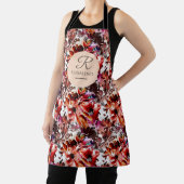 Wiederholtes Muster für Burgundy-Blume Mit Monogra Schürze (InSitu)