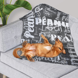 Wiederholtes Muster für Pet Name Muster Dunkelgrau Fleecedecke