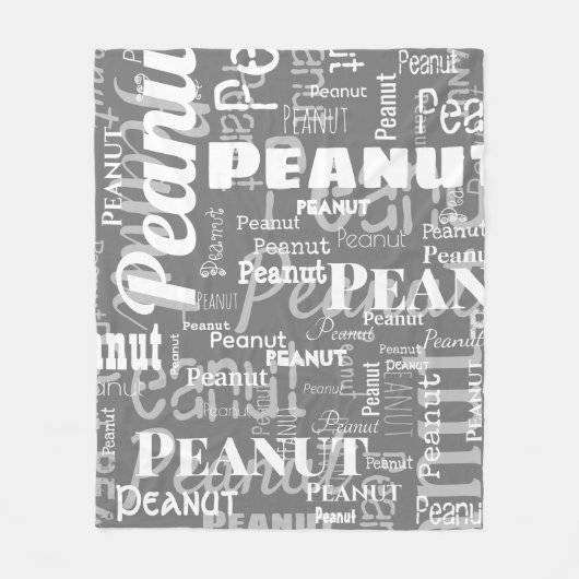 Wiederholtes Muster für Pet Name Muster Grau Weiß Fleecedecke (Vorderseite)