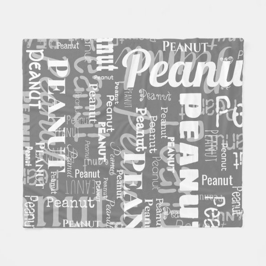 Wiederholtes Muster für Pet Name Muster Grau Weiß Fleecedecke (Vorderseite (Horizontal))