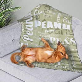 Wiederholtes Muster für Pet-Namen Sage Grün Weiß M Fleecedecke