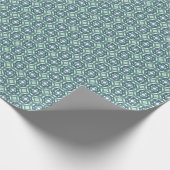 Wiederholtes Muster Grün Blau und Weiß Geschenkpapier (Ecke)