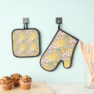 Wiederholtes Muster in Pastellfarben Ofenhandschuh & Topflappen-Set
