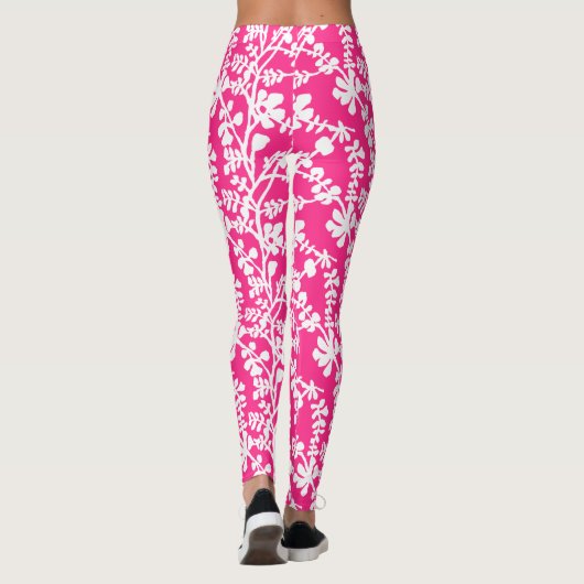 Wiederholtes Muster in Rosa und Weiß Leggings (Rückseite)
