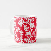 Wiederholtes Muster in Rot und Weiß Kaffeetasse (Vorderseite Links)