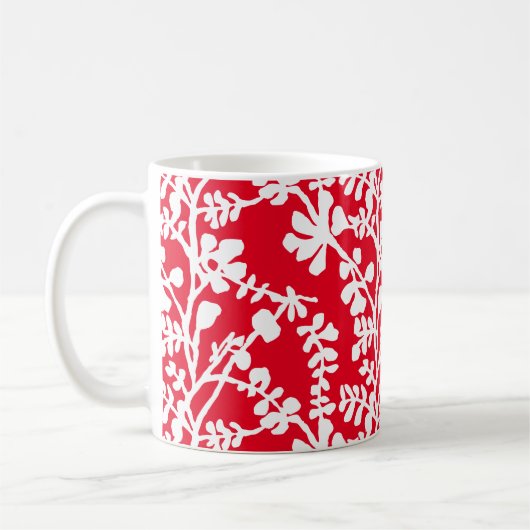 Wiederholtes Muster in Rot und Weiß Kaffeetasse (Links)