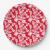 Wiederholtes Muster in Rot und Weiß Pappteller (Vorderseite)