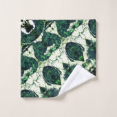 Wiederholtes raues Smaragdgrün unter weißer Textur Badhandtuch Set (Waschlappen)