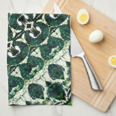 Wiederholtes raues Smaragdgrün unter weißer Textur Geschirrtuch (Viertel Falte)