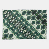 Wiederholtes raues Smaragdgrün unter weißer Textur Geschirrtuch (Horizontal)