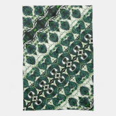 Wiederholtes raues Smaragdgrün unter weißer Textur Geschirrtuch (Vertikal)