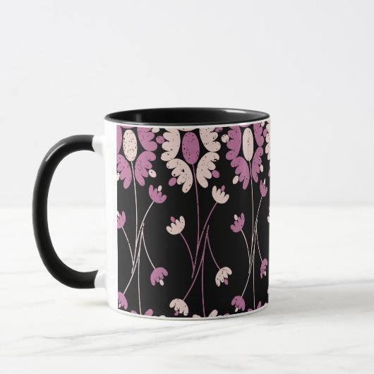 Wiederholtes rosa Blumenmuster Tasse (Links)