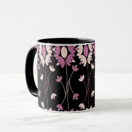 Wiederholtes rosa Blumenmuster Tasse