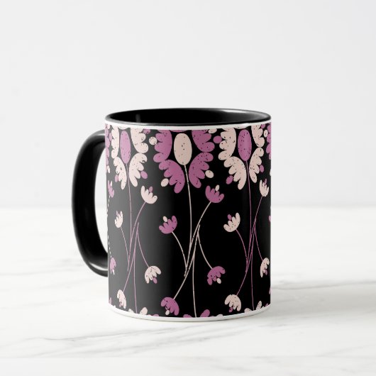 Wiederholtes rosa Blumenmuster Tasse (Vorderseite Links)