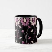 Wiederholtes rosa Blumenmuster Tasse (VorderseiteRechts)