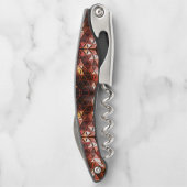 Wiederholtes rotes Dreieck, das seltsame Formen er Kellnermesser (Rückseite)