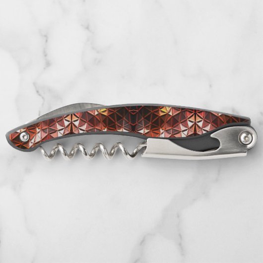 Wiederholtes rotes Dreieck, das seltsame Formen er Kellnermesser (Rückseite)